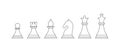 Set of chess pieces, an empty outline. Vector icon isolated on a white background Royalty Free Stock Photo