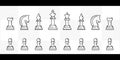 set of chess pieces line art logo vector illustration template icon graphic design. bundle collection of various chessman for