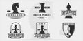 set of chess pieces logo vintage vector illustration template icon graphic design. bundle collection of various strategy sport Royalty Free Stock Photo