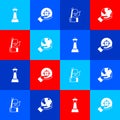 Set Chess, Target, Hand holding flag and Earth globe icon. Vector Royalty Free Stock Photo