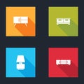 Set Chest of drawers, , Table lamp and icon. Vector Royalty Free Stock Photo