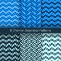 Set of 6 Chevron Seamless Patterns. Navy Color