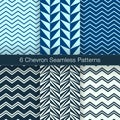 Set of 6 Chevron Seamless Patterns. Navy Color Royalty Free Stock Photo