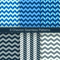 Set of 6 Chevron Seamless Patterns. Navy Color Royalty Free Stock Photo