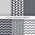 Set of 6 Chevron Seamless Patterns Royalty Free Stock Photo