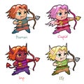 Set of chibi boy characters. Royalty Free Stock Photo