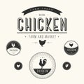 Set of chicken farm and market labels