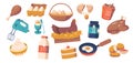 Set Of Chicken Products Isolated Icons. Fresh Or Fried Eggs, Pasteurized Protein Bottle, Fast Food, Nuggets In Bucket