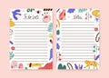 Set of childish notebook, organizer, planner memo page design template. To do list, agenda decorated of cute animals