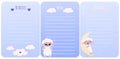 Set of childish notes for plannig and organization with cute sheep character  sweat dreams concept  night  stars Royalty Free Stock Photo