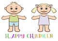 Set of Children, Boy and Girl Royalty Free Stock Photo