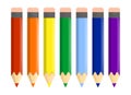 Set of children bright colored pencils in cartoon style. Development of creativity in child. Drawing training at school. Vector