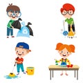 Set Of Children Doing Various Houseworks