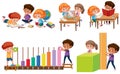 Set of children learning math Royalty Free Stock Photo