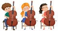 Set of children playing cello Royalty Free Stock Photo