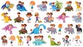 Set of children riding animals