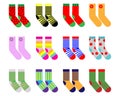 Set of children`s socks on a white isolated background. Vector illustration Royalty Free Stock Photo