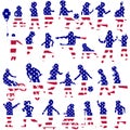 Set of children silhouettes patterned in USA flag Royalty Free Stock Photo