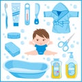 Set of childrens things for bathing