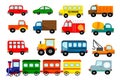 Set of childrens toys transport on a white background