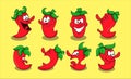 Set chili character with various expression