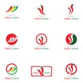 Set chili hot symbol and logo vector icon. Royalty Free Stock Photo