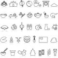 Set of china icons. outline thin line icons