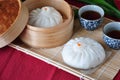 Set of Chinese Bun with Hot Tea Royalty Free Stock Photo