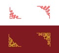 Set of Chinese corner in linear style, vector art