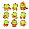 Set of Chinese cute vector dragons