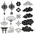 Set of Chinese design elements. Royalty Free Stock Photo