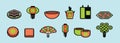 Set of chinese element with food and fan. cartoon icon design templates in various models. vector illustration Royalty Free Stock Photo