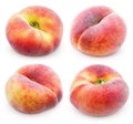 Set of chinese flat donut peaches on white