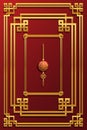 Set of Chinese frames vertical background and design element. Red and gold color. For gift envelope or card