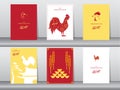 Set of chinese new year 2017cards,chinese cards,poster,template,greeting cards,animals,cute,rooster,Vector illustrations