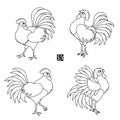 Set of Chinese 2017 New Year Roosters