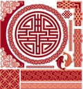 Set of Chinese Pattern Elements - Corners, Frame, Border Royalty Free Stock Photo