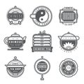 Set of chinese tea shop monograms logos