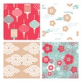 Set of chinese vector seamless patterns. Endless texture can be used for wallpaper, pattern fills, web page background Royalty Free Stock Photo