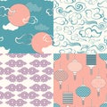 Set of chinese vector seamless patterns. Endless texture can be used for wallpaper, pattern fills, web page background Royalty Free Stock Photo