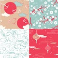 Set of chinese vector seamless patterns. Endless texture can be used for wallpaper, pattern fills, web page background Royalty Free Stock Photo