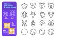 Set chinese year values simple lines icons.