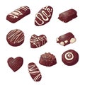 Set Chocolate candies. Vector illustration Hand drawing Royalty Free Stock Photo