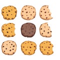 Set of chocolate chip cookies. vector Royalty Free Stock Photo