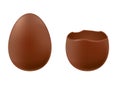 Set of chocolate eggs - whole and broken one.