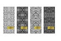 Set of chocolate packaging in trendy geometric linear style. Black, milk, almond and white types Royalty Free Stock Photo