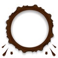 Set of chocolate ring splashes isolated on transparent background. Coffee, cocoa fall with drops and blots Royalty Free Stock Photo