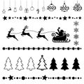 set of chrismas symbols, black filled winter season design vector decorative elements Royalty Free Stock Photo