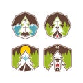 Set of christian camp labels and logo graphics.