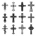 Set of christian and catholicism crosses Royalty Free Stock Photo